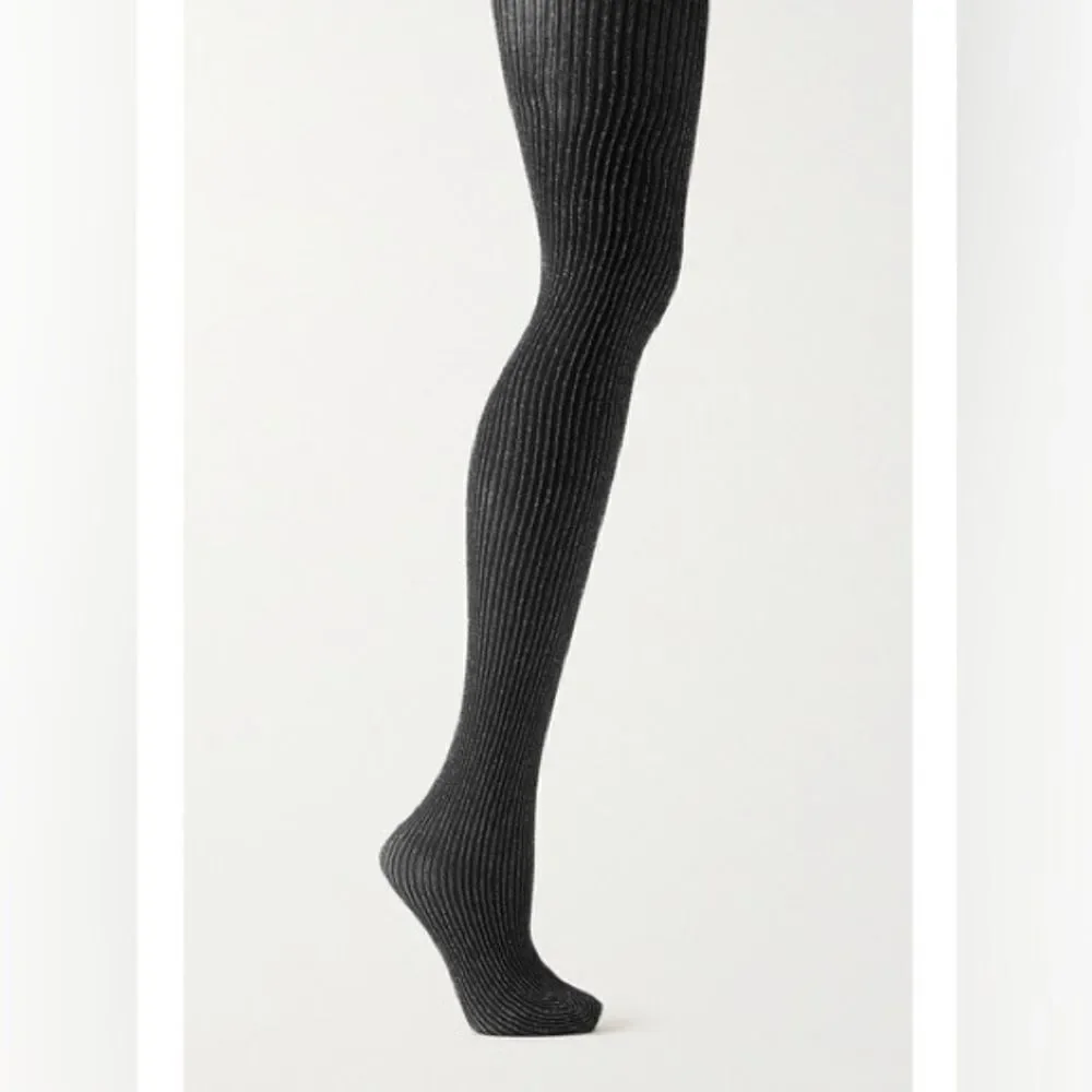 Wolford NEW Dora Metallic Ribbed 100 Denier Tights Black Size Small